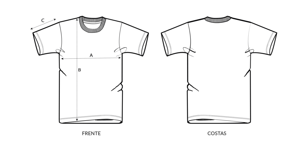 Tamanhos t-shirts criança